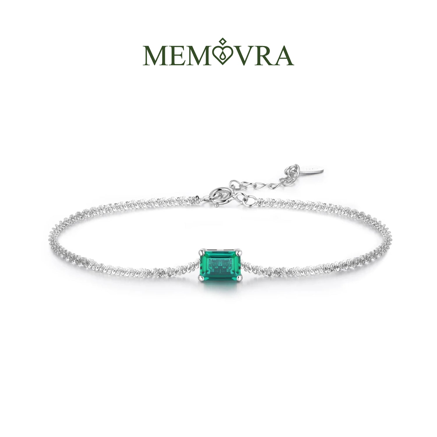 Memovra Emerald & Moissanite Charm Bangle